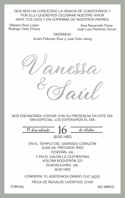 Invitación Mod . 22 Gris | Festiboda