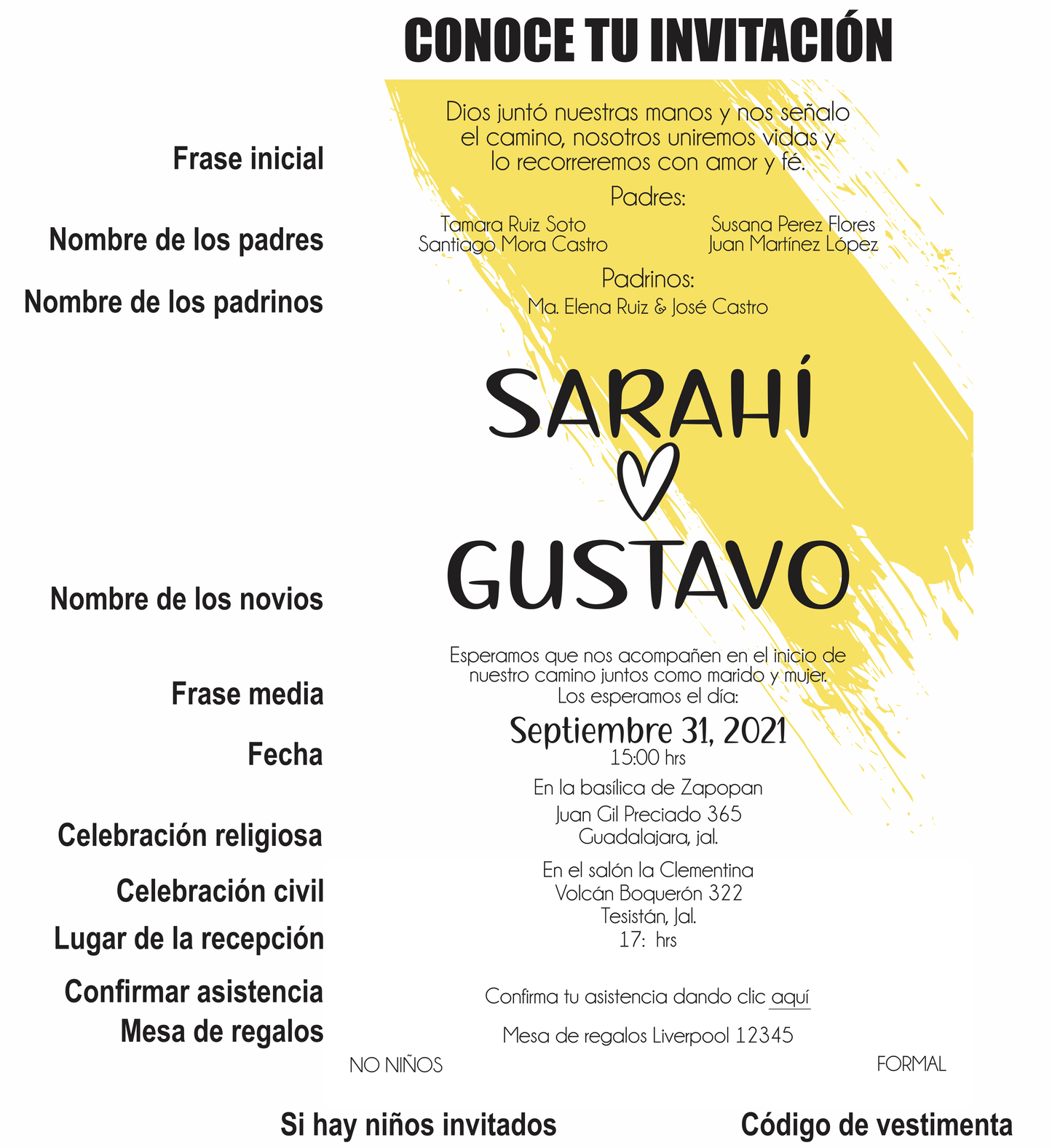 Invitación Mod . 23 Acuarela Amarilla | Festiboda