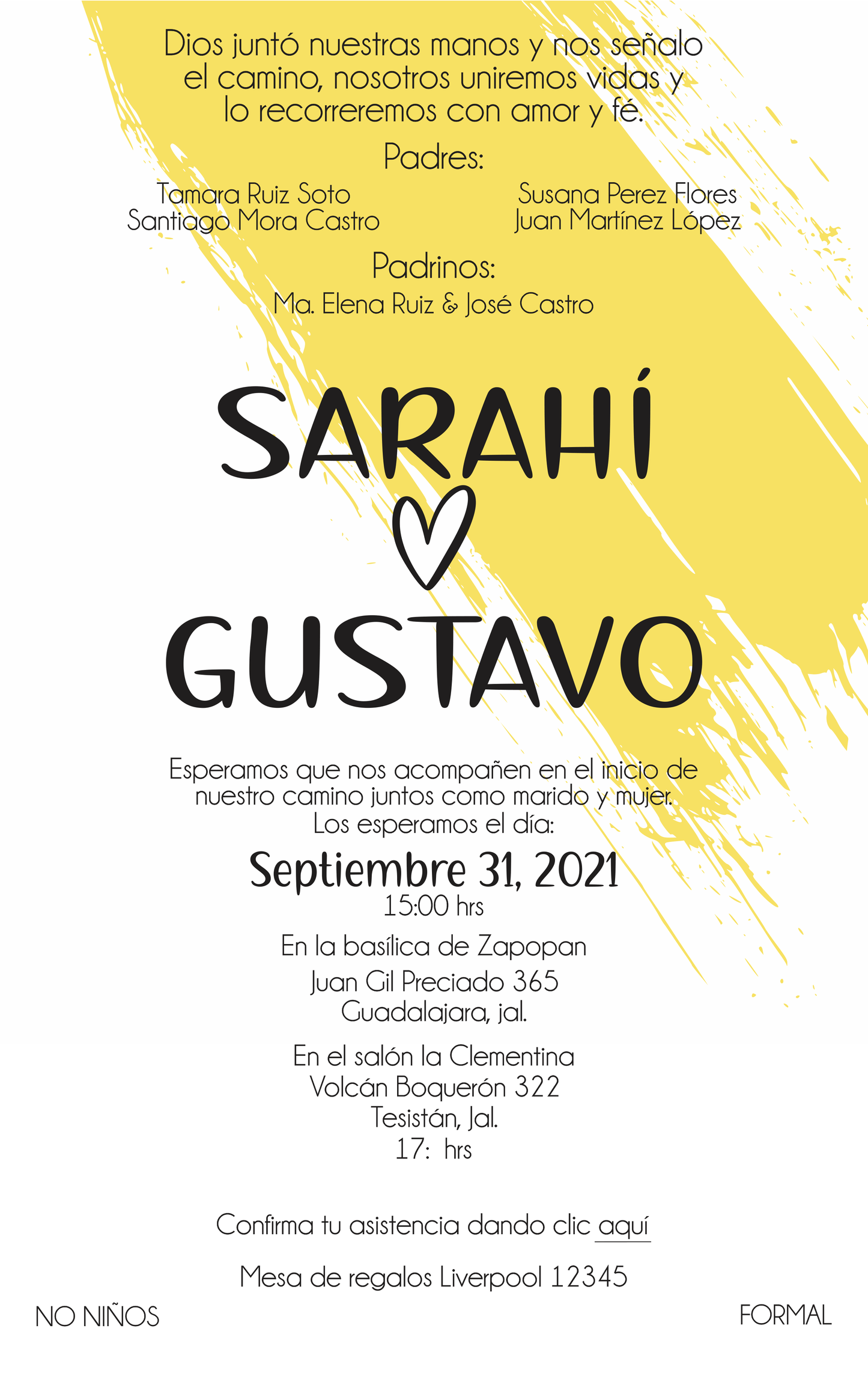 Invitación Mod . 23 Acuarela Amarilla | Festiboda