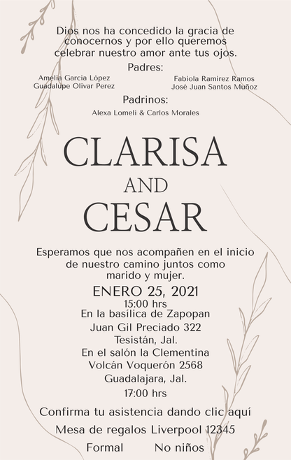 Invitación Mod . 24 Ramas Lila | Festiboda