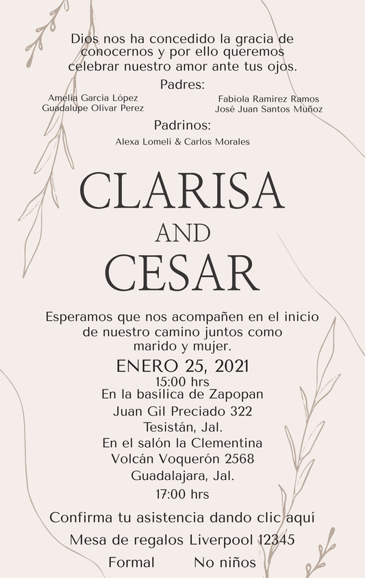 Invitación Mod . 24 Ramas Lila | Festiboda