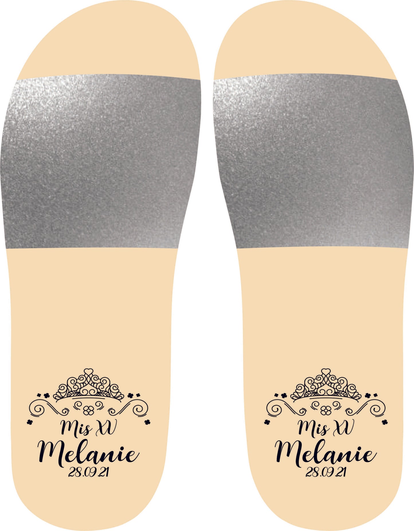 Chancleta para XV años - Mod.27 Corona y Flores 🩴 | Festiboda