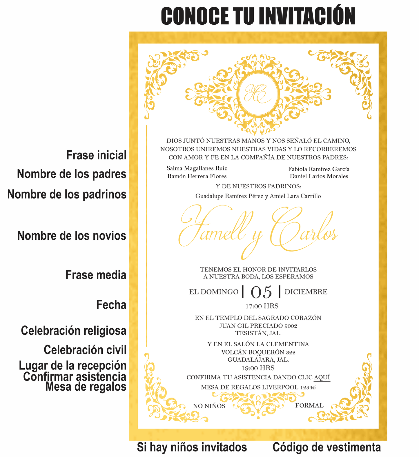 Invitación Mod . 3.1  Marco Oro | Festiboda