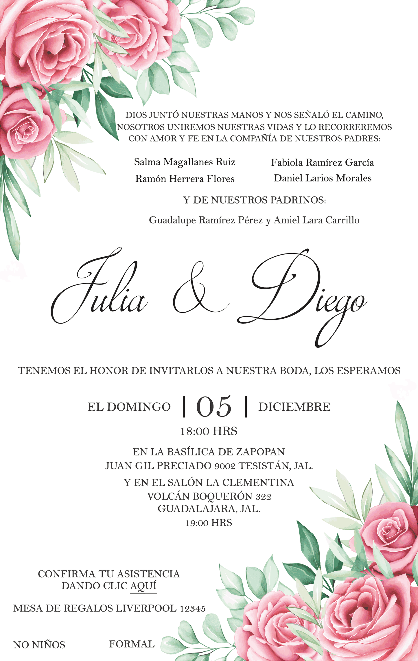 Invitación Mod . 4 Rosas | Festiboda
