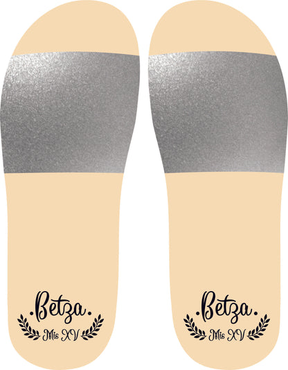 Chancleta para XV años - Mod.43 Hojitas Mis XV 🩴 | Festiboda