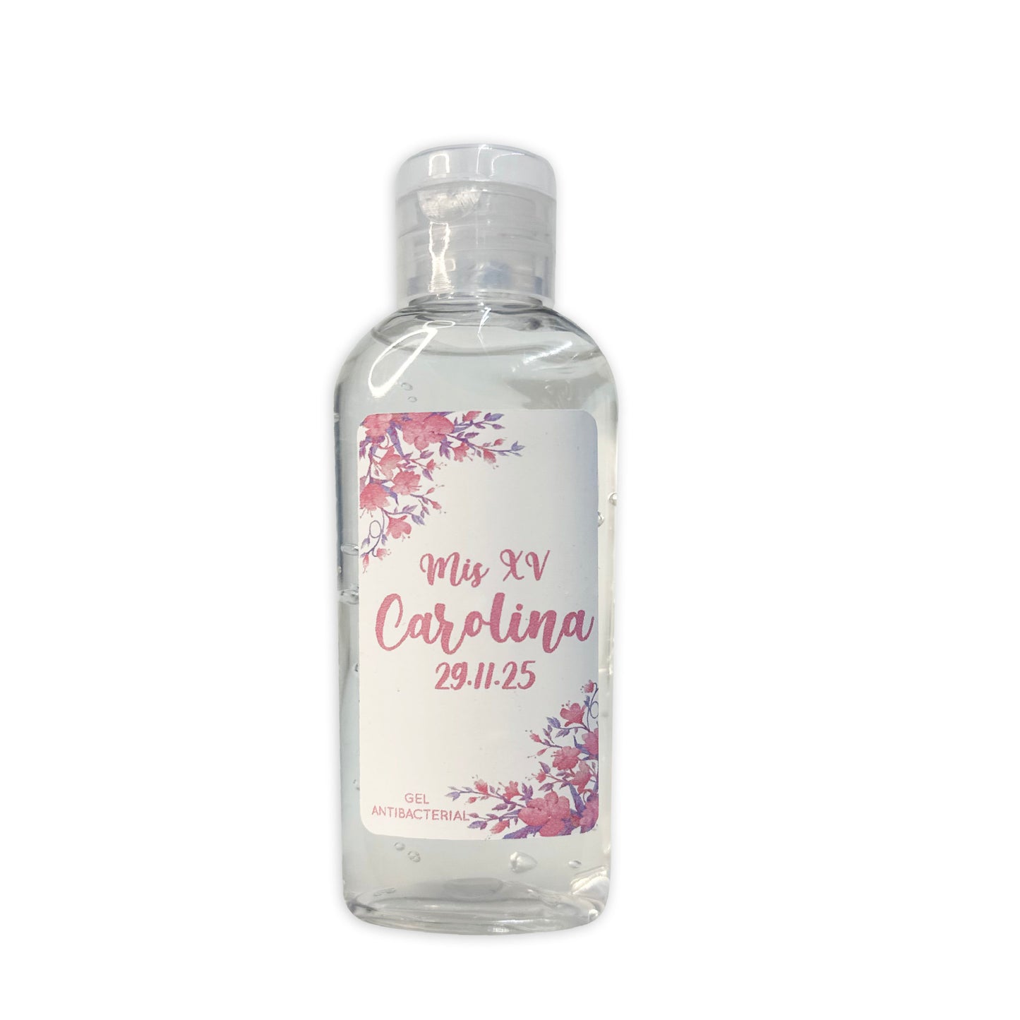 Gel Antibacterial ó Crema para XV Años Personalizado Mod. 43 Mora