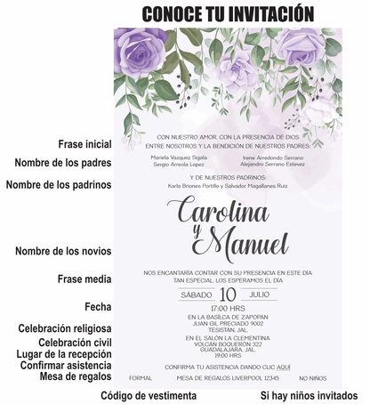 Invitación Mod . 9 Rosa Colgante | Festiboda