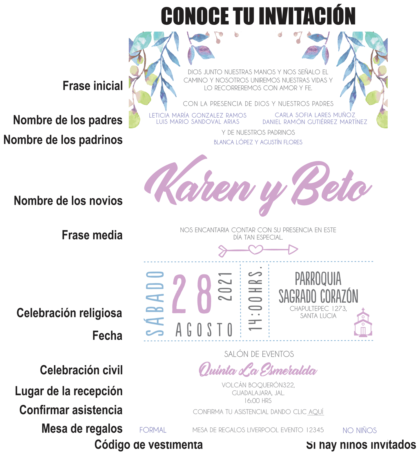 Invitación Mod . 2 Lilas | Festiboda