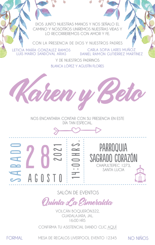 Invitación Mod . 2 Lilas | Festiboda