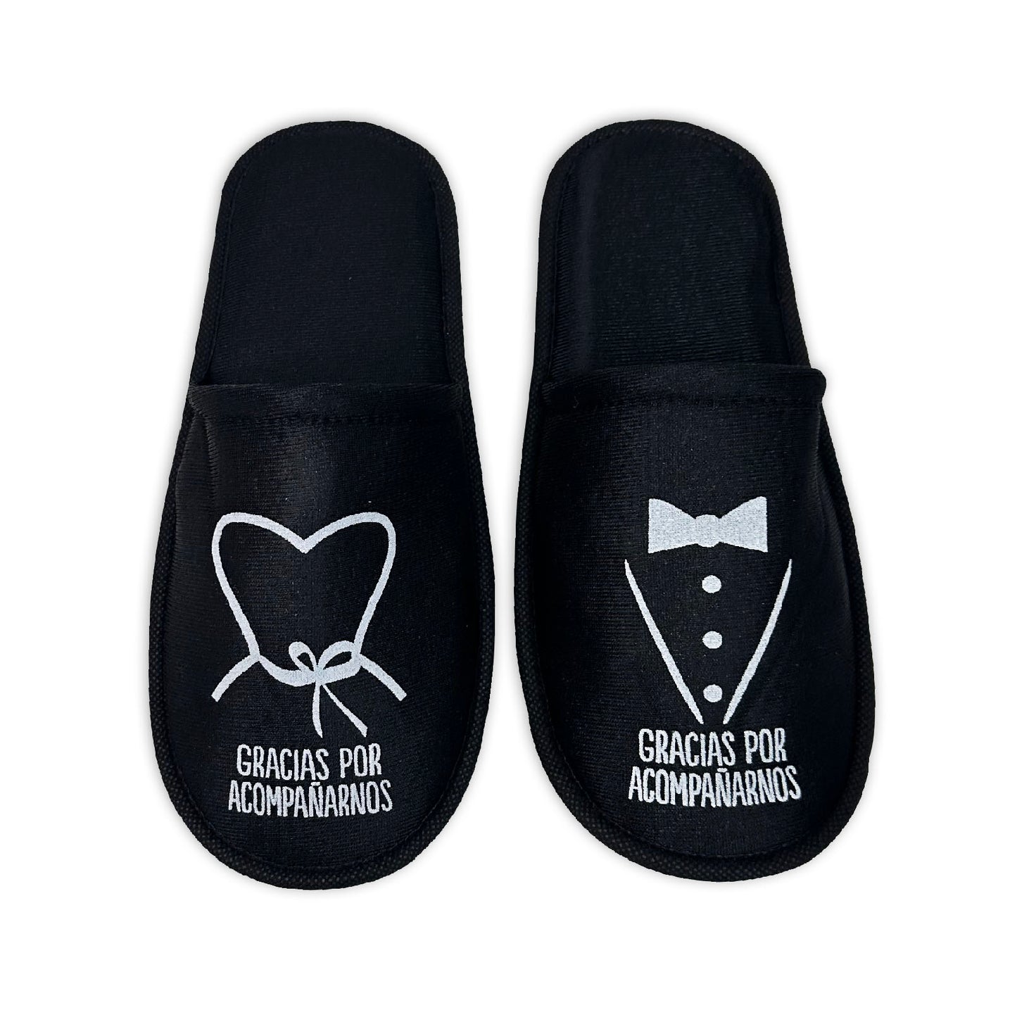 Pantufla Mod 115 Trajesito ( Tela : Negra Tinta : Blanca ) Gracias x Acompañarnos