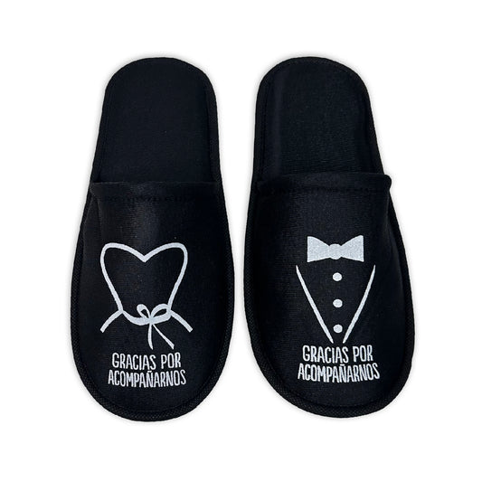 Pantufla Mod 115 Trajesito ( Tela : Negra Tinta : Blanca ) Gracias x Acompañarnos