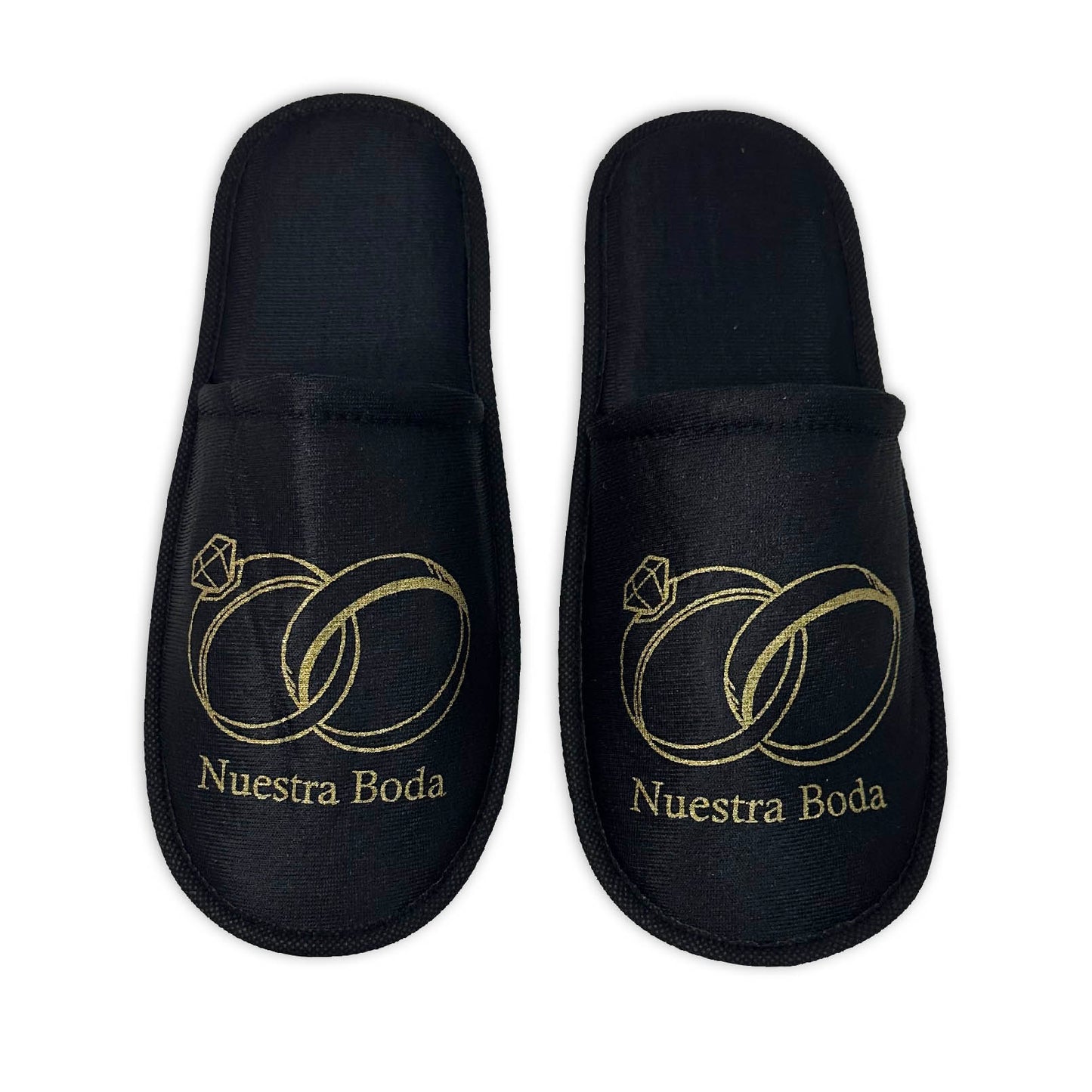 Pantufla para Boda Mod 63 Anillos Unidos ( Tela : Negra Tinta : O
