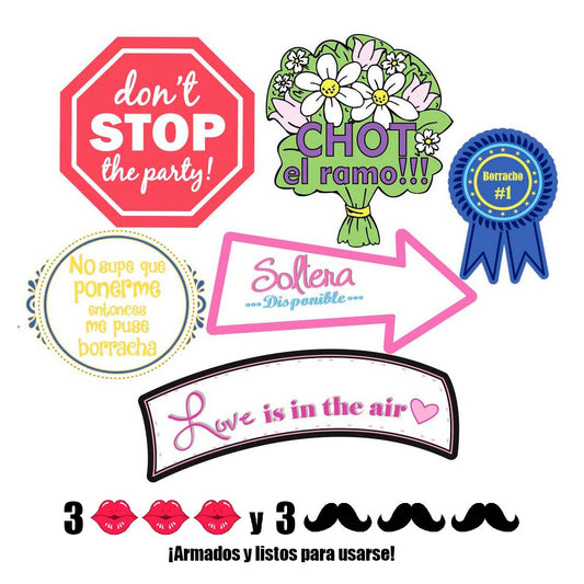Paquete # 6  con 12 Letreros Selfie para Boda