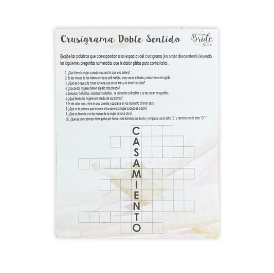Juego de Papel Despedida CRUSIGRAMA DOBLE SENTIDO | Festiboda