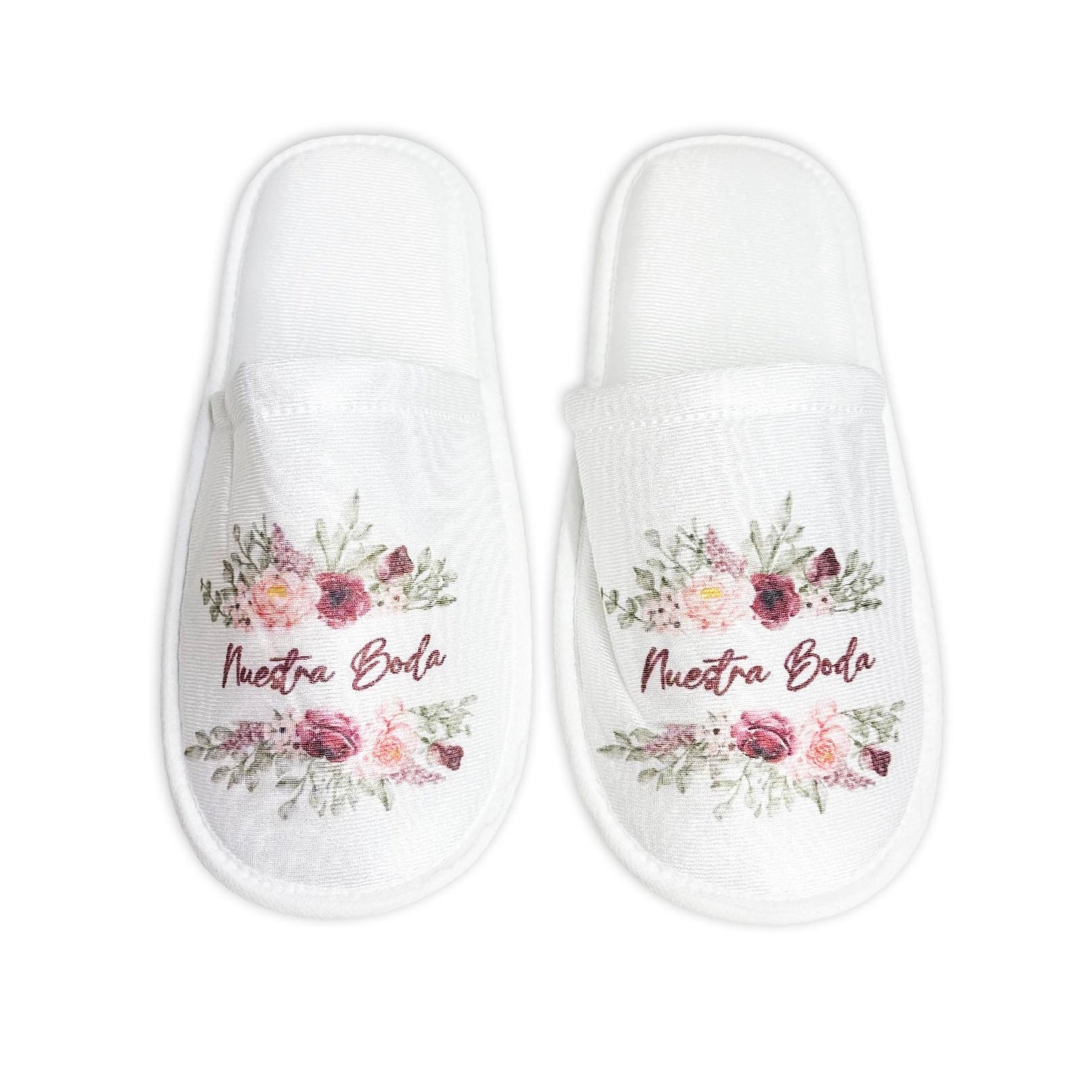 Pantufla Mod 193 Salida Flores Rosa NUESTRA BODA ( Tela : Blanca