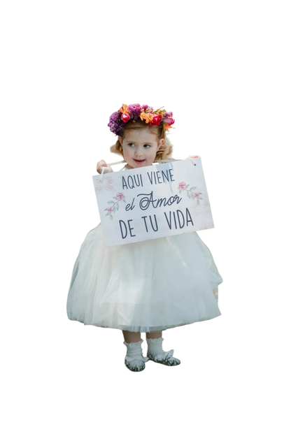 Letrero para Paje  Mod.1 Aqui Viene La Novia