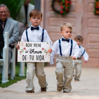 Letrero para Paje  Mod.1 Aqui Viene La Novia