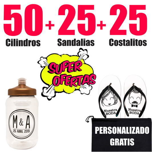 25 Sandalias + 25 Costalitos + 50 Cilindros + Paquete Personalizado