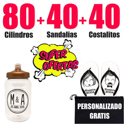 40 Sandalias + 40 Costalitos + 80 Cilindros Paquete Personalizado