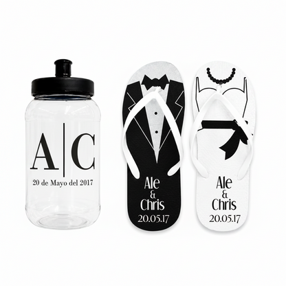 Paquete de Sandalias con Cilindros Personalizadas para Boda