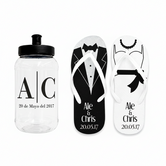 Paquete de Sandalias con Cilindros Personalizadas para Boda