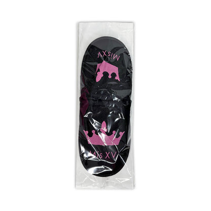 Pantufla Mod 139 Princesa  MIS XV ( Tela : Negra Tinta : Fiusha )