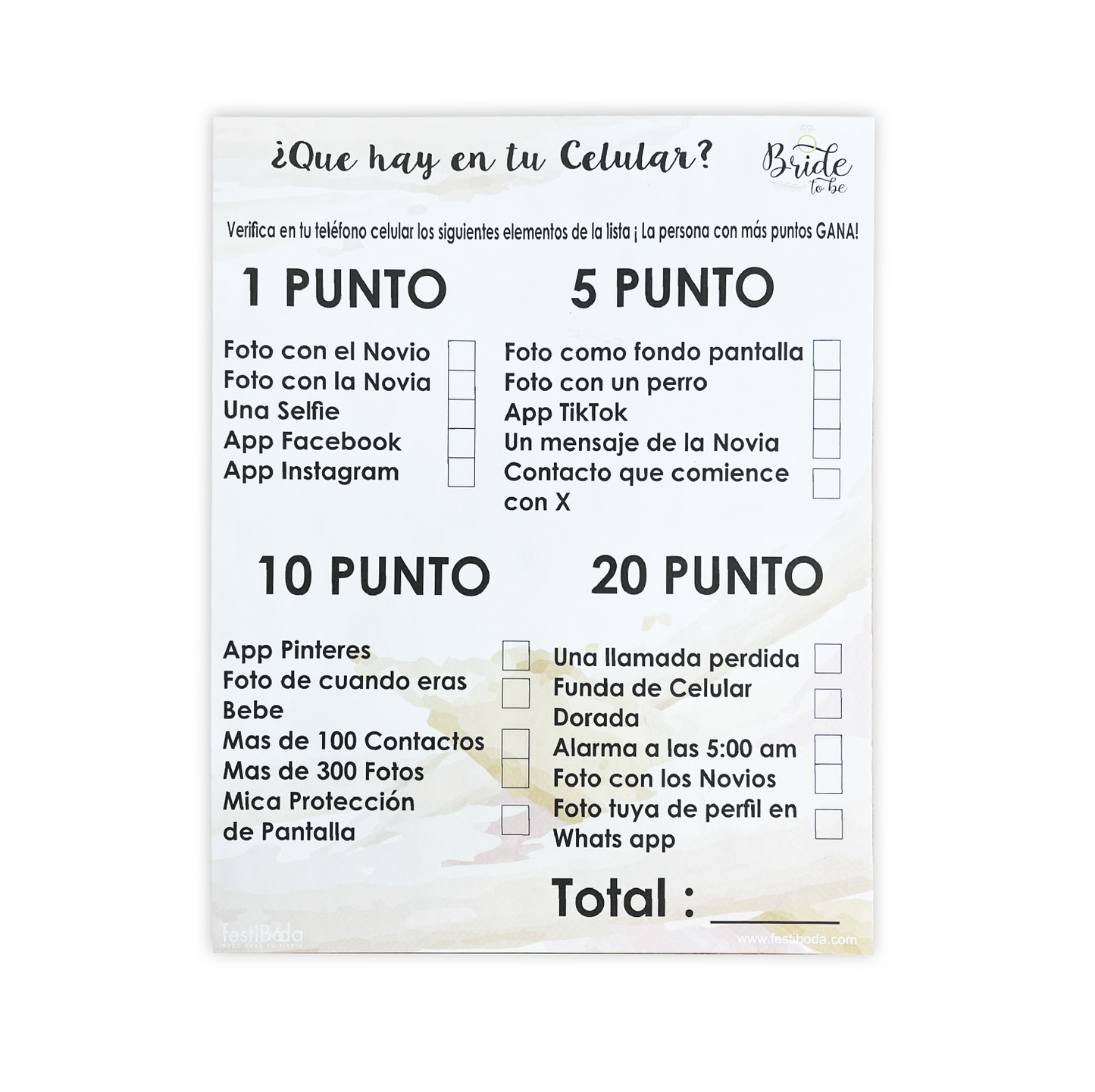 Juego de Papel Despedida ¿QUE HAY EN TU CELULAR? | Festiboda